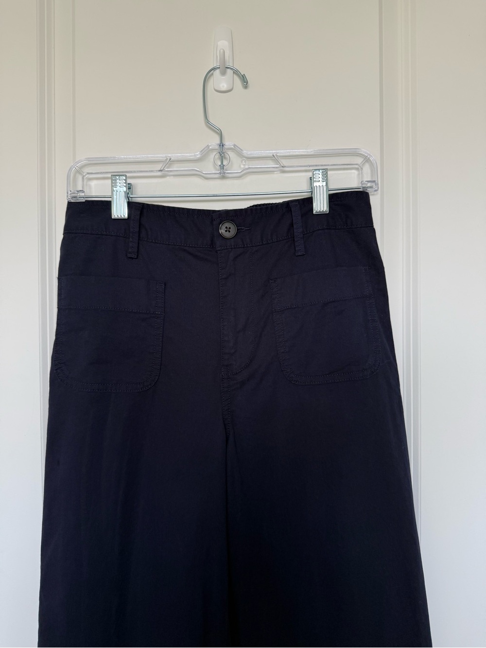 NWT Free Assembly Navy Wide Leg Pants XS High Rise Stretch Utility Trousers - Picture 6 of 6